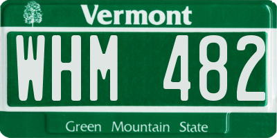 VT license plate WHM482