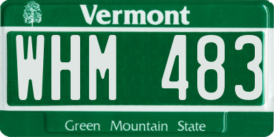 VT license plate WHM483