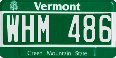 VT license plate WHM486
