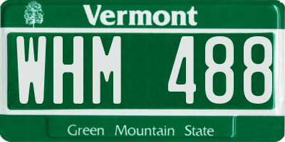 VT license plate WHM488