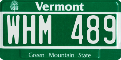 VT license plate WHM489
