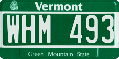VT license plate WHM493