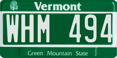 VT license plate WHM494