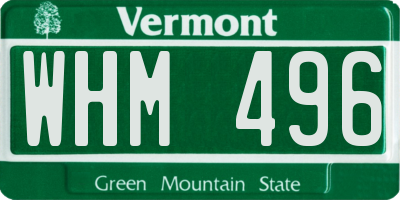 VT license plate WHM496