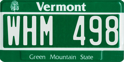 VT license plate WHM498