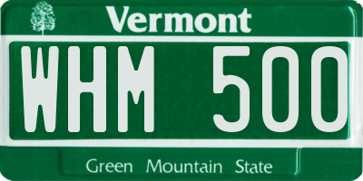 VT license plate WHM500