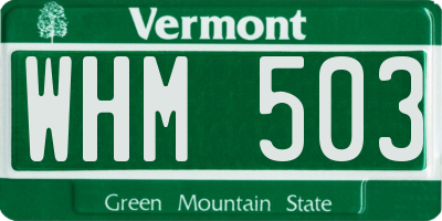 VT license plate WHM503
