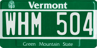 VT license plate WHM504