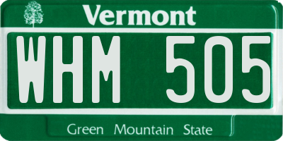 VT license plate WHM505