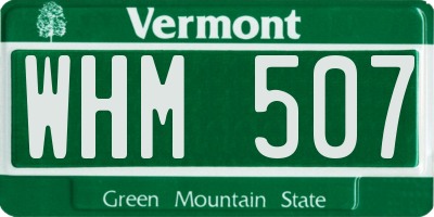 VT license plate WHM507