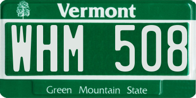 VT license plate WHM508
