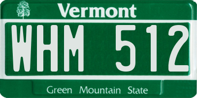 VT license plate WHM512