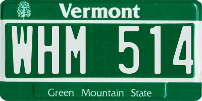 VT license plate WHM514