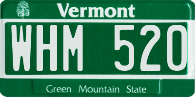 VT license plate WHM520