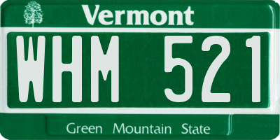 VT license plate WHM521