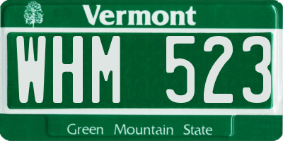 VT license plate WHM523