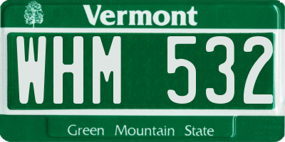 VT license plate WHM532