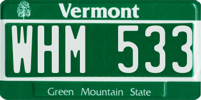 VT license plate WHM533