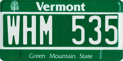 VT license plate WHM535