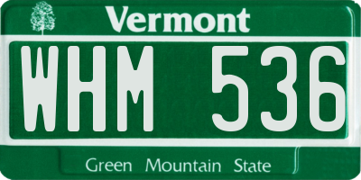 VT license plate WHM536