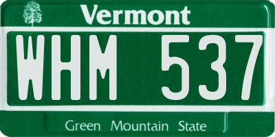 VT license plate WHM537