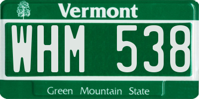 VT license plate WHM538