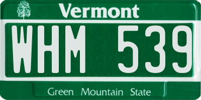 VT license plate WHM539