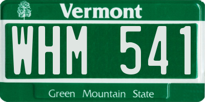 VT license plate WHM541