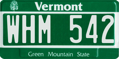 VT license plate WHM542