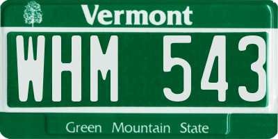 VT license plate WHM543