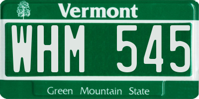 VT license plate WHM545