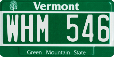 VT license plate WHM546