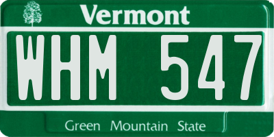 VT license plate WHM547