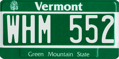 VT license plate WHM552