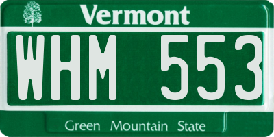 VT license plate WHM553