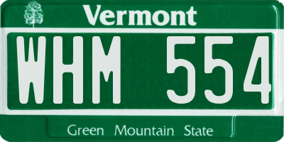 VT license plate WHM554