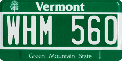VT license plate WHM560