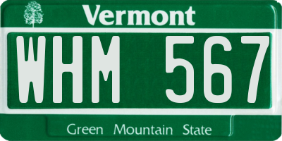 VT license plate WHM567