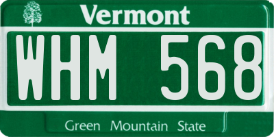 VT license plate WHM568