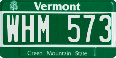 VT license plate WHM573