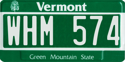 VT license plate WHM574