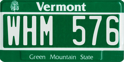 VT license plate WHM576