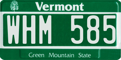VT license plate WHM585