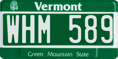 VT license plate WHM589