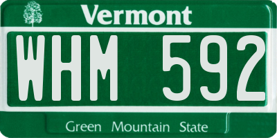 VT license plate WHM592