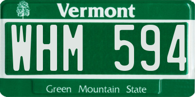 VT license plate WHM594
