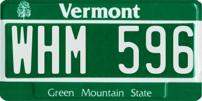 VT license plate WHM596