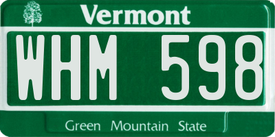 VT license plate WHM598