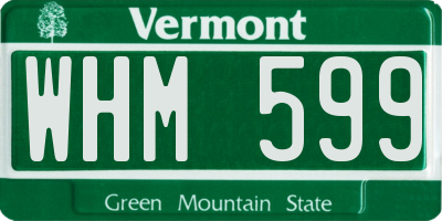 VT license plate WHM599