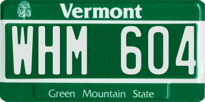 VT license plate WHM604